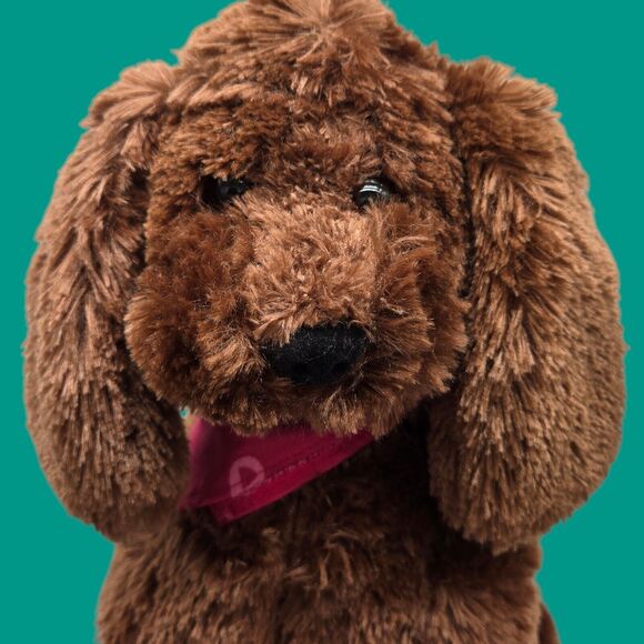 Macy's Gund Soft Cuddly Stuffed Brown Dog Breast Cancer Awareness Paw Pink Scarf - Picture 3 of 16